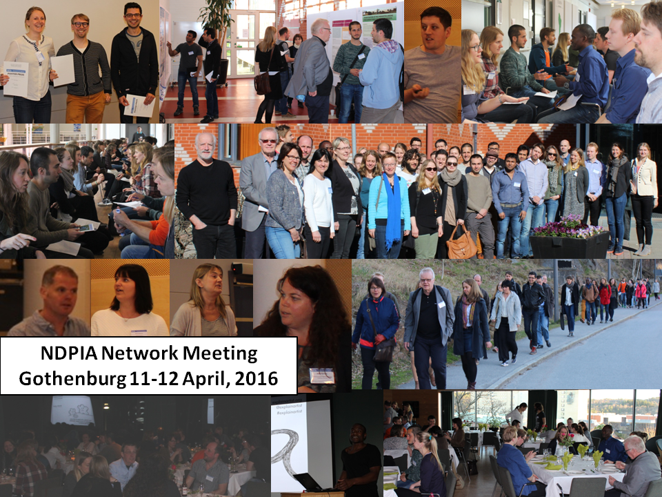 Collage of pictures from the second NDPIA Network Meeting in Gothenburg 11-12 April, 2016